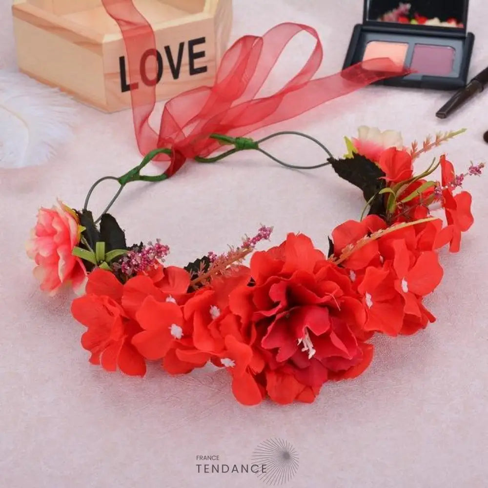 Couronne De Fleurs Rouge Mariage | France-Tendance
