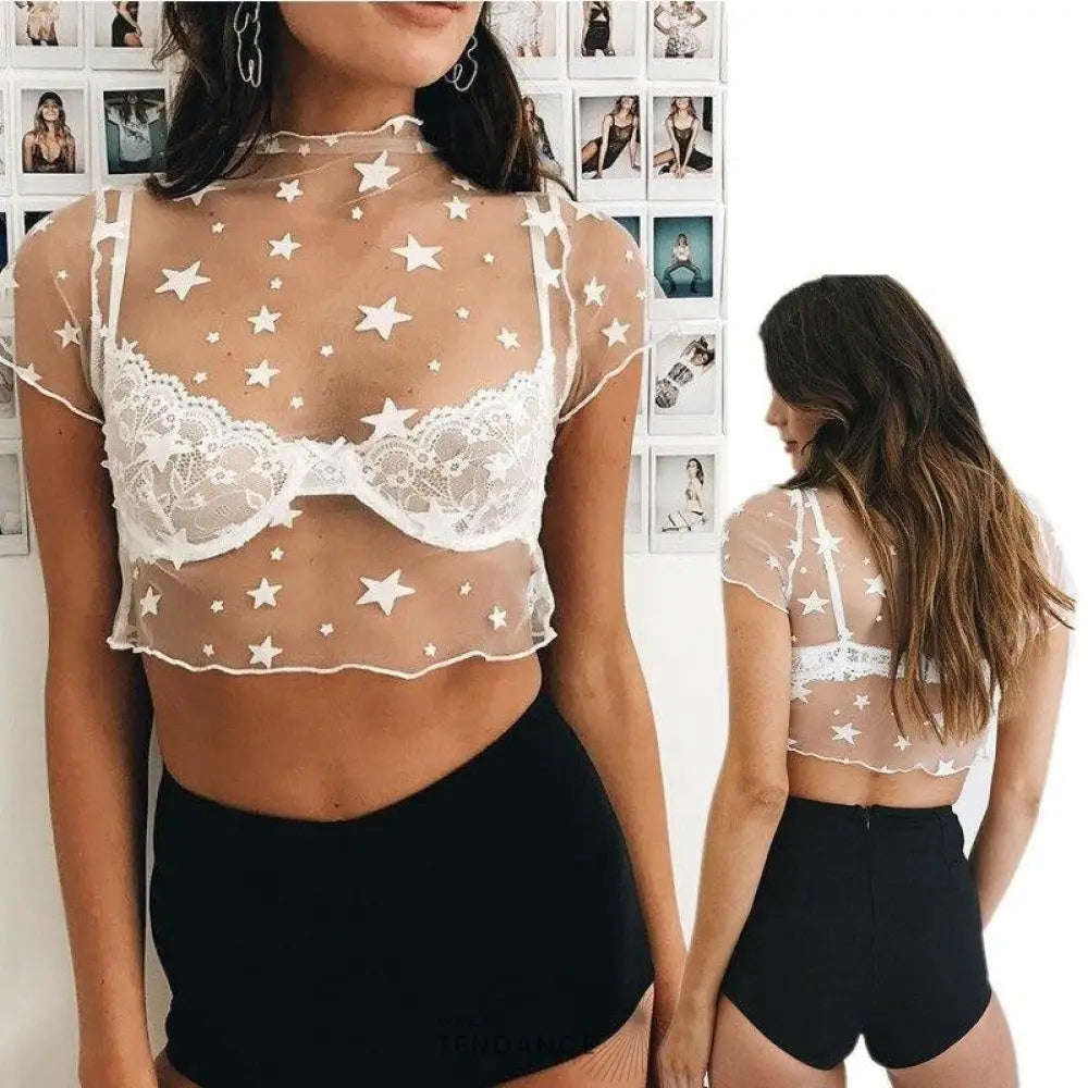 Crop Top Transparent étoiles | France-Tendance