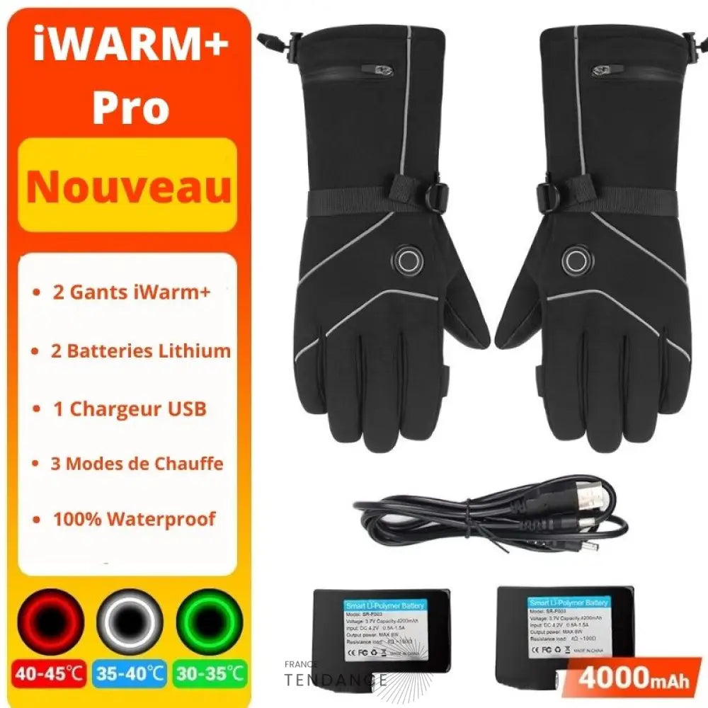 Gants électriques Chauffants Iwarm+™ | Double Batterie