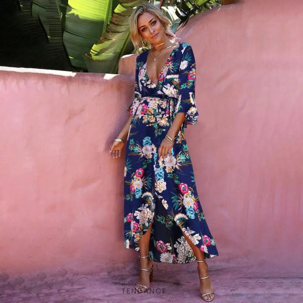 Maxi Robe Rétro à Fleurs | France-Tendance