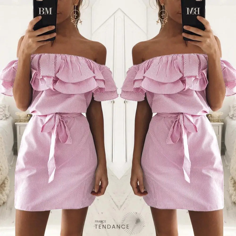 Robe à Volants Effet Chemise | France-Tendance