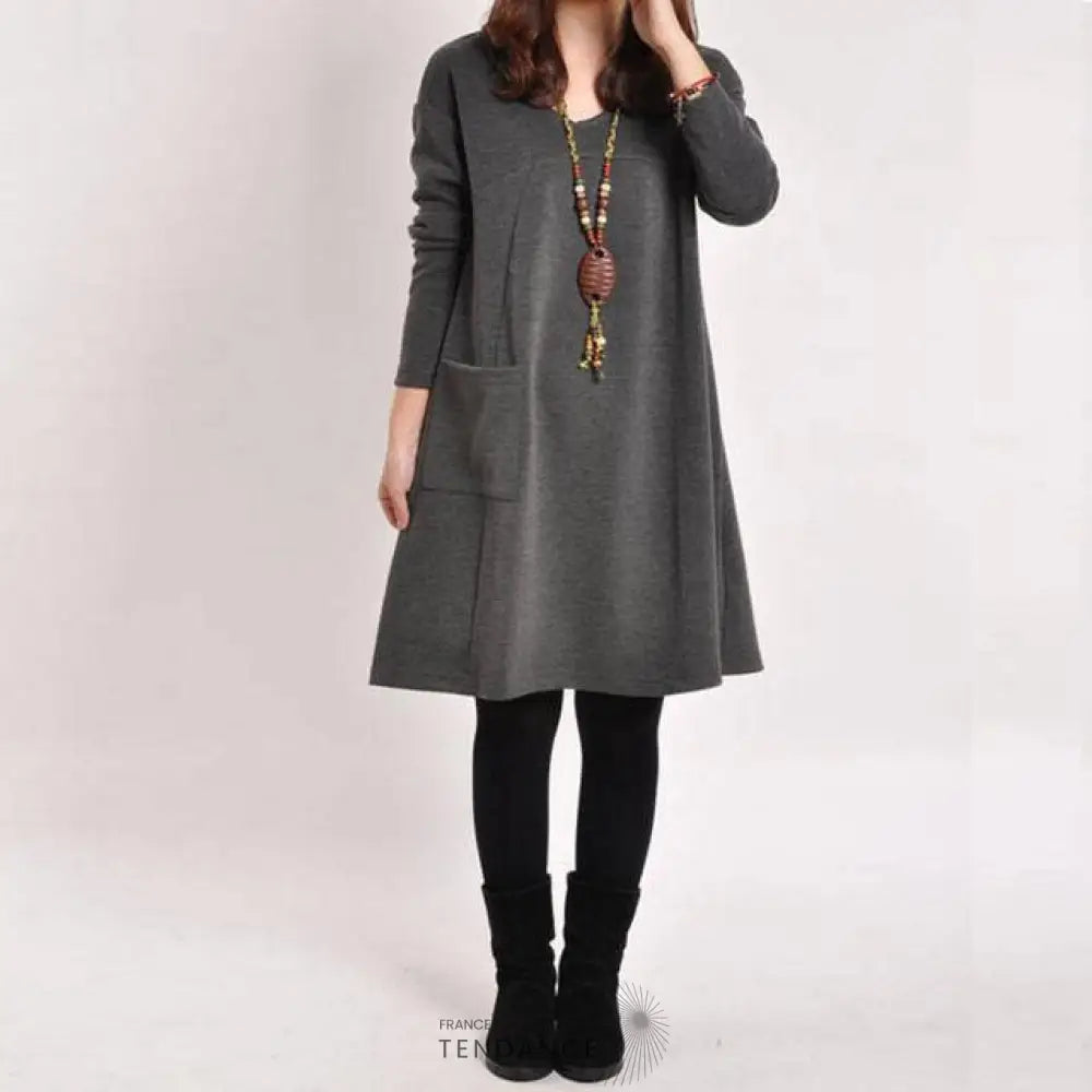 Robe Mi-longue évasée à Col v | France-Tendance
