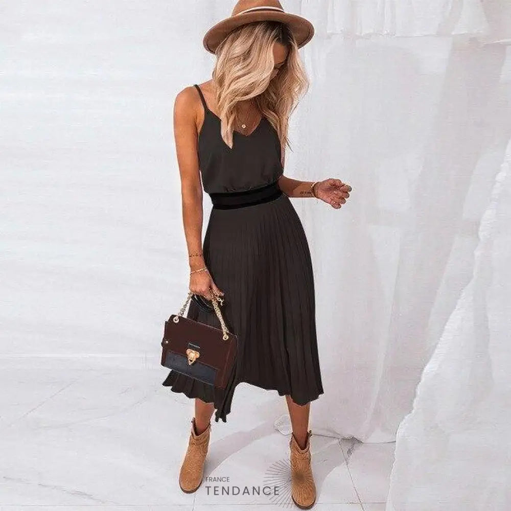 Robe Plissée Col v | France-Tendance