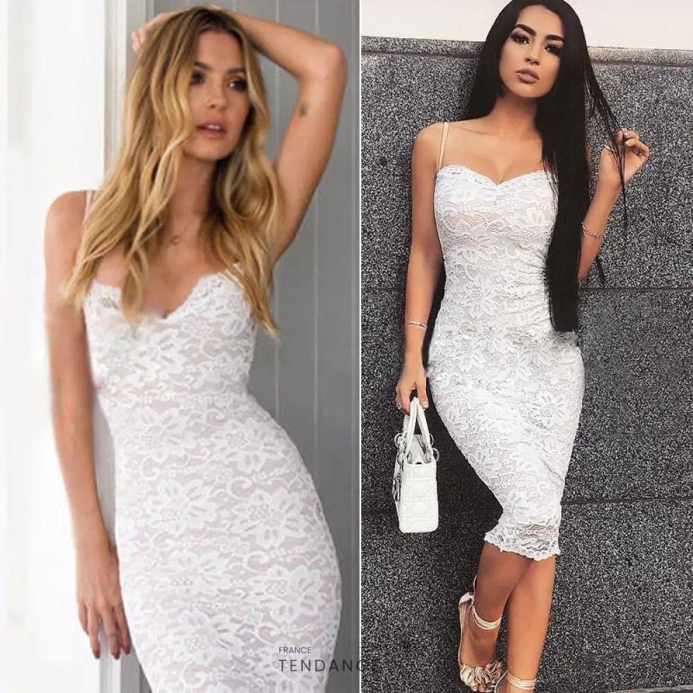 Robe De Soirée Moulante En Dentelle | France-Tendance