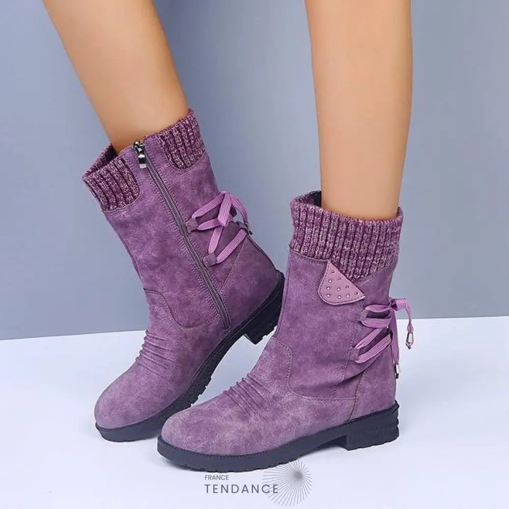 Bottes Bi-matière à Lacets | France-Tendance