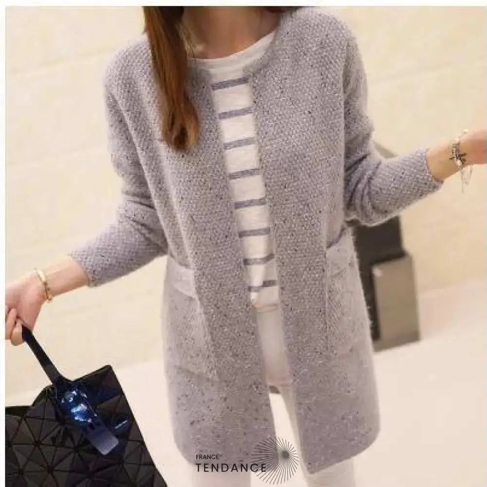 Long Cardigan à Encolure Dégagée | France-Tendance