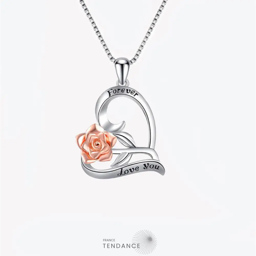 Collier Coeur Et Rose (argent) | France-Tendance