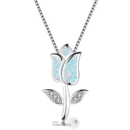 Collier Argent Avec Rose | France-Tendance