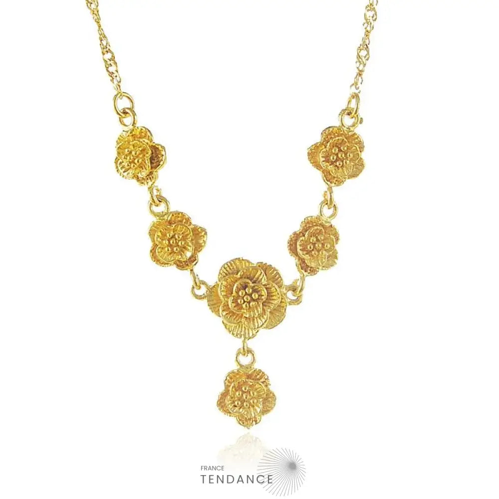 Collier Avec Rose En Or | France-Tendance