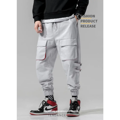 Elastic Waist Punk Pants Cargo Jogger | France-Tendance
