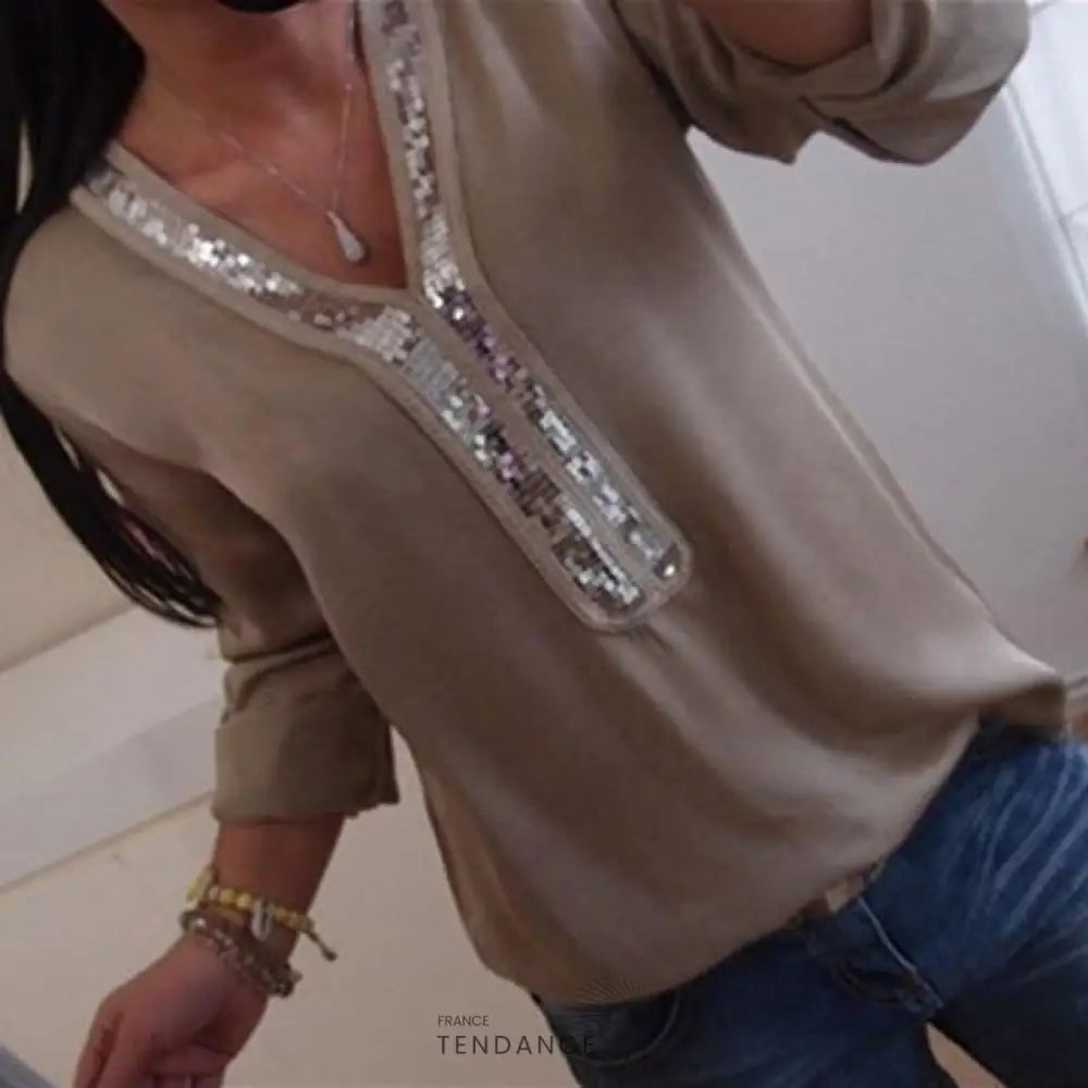 Haut Col En Sequins | France-Tendance