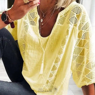 Haut Dentelle à Manches 3/4 | France-Tendance