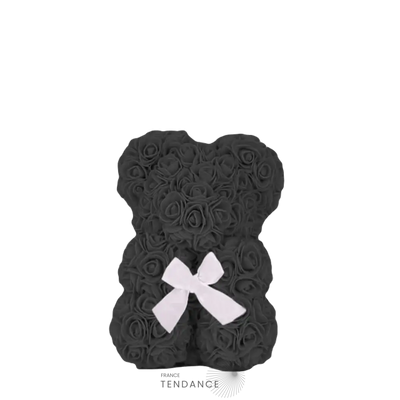 Ourson En Roses éternelles Noir (25 Cm) | France-Tendance