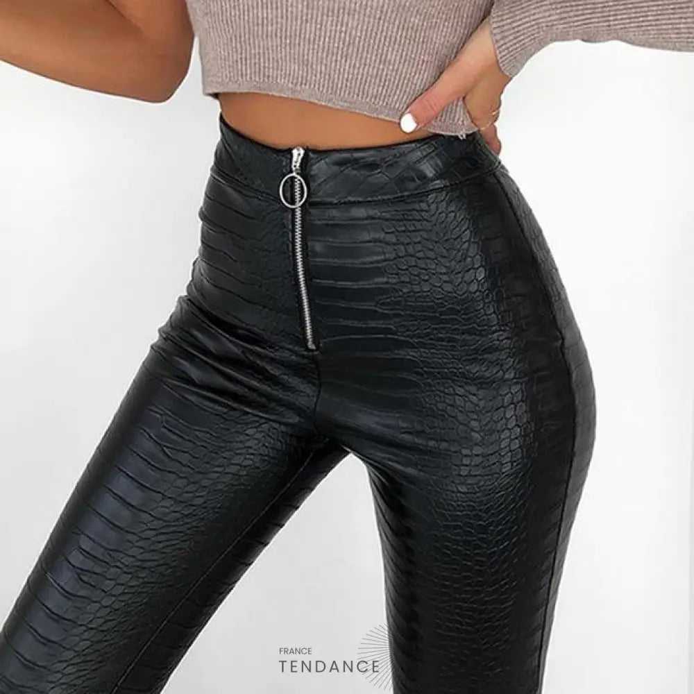 Pantalon Taille Haute En Similicuir | France-Tendance