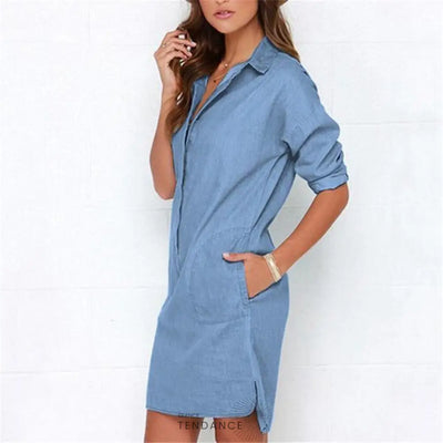Robe Denim Manches Longues | France-Tendance
