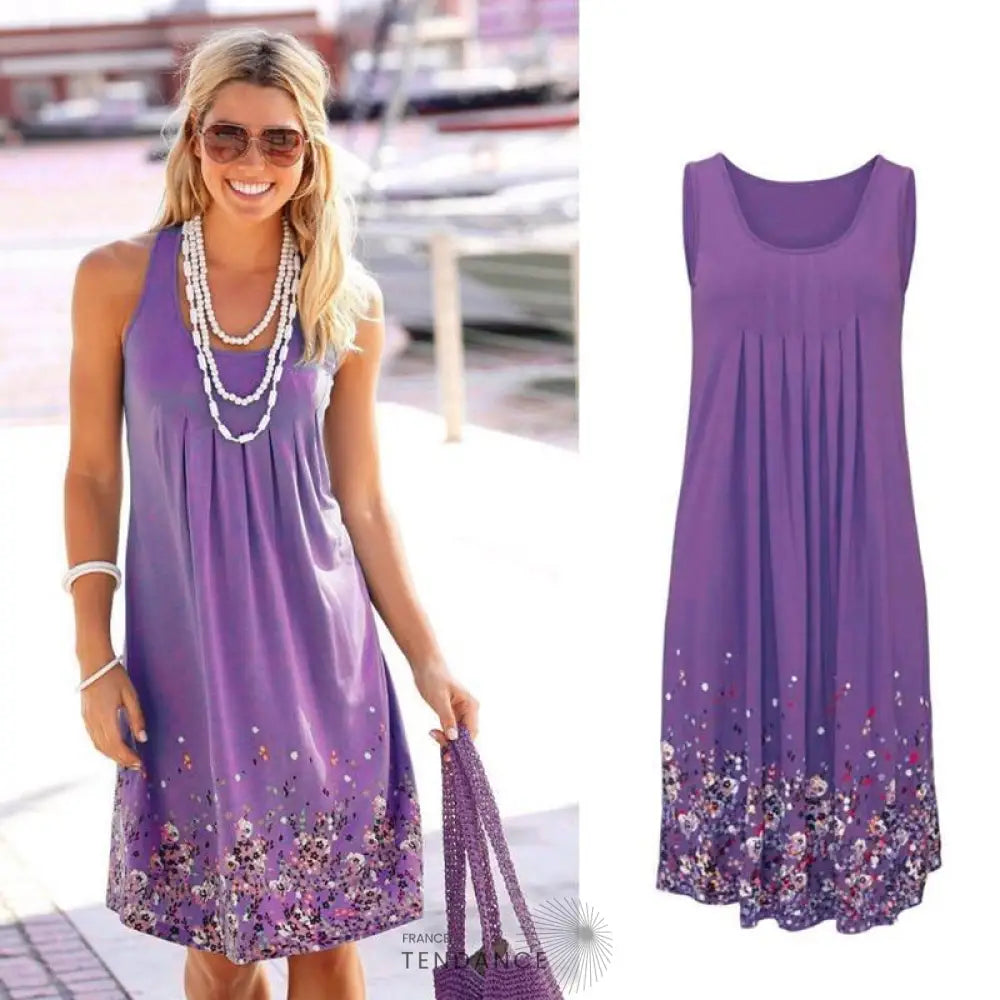 Robe Florale Sans Manches | France-Tendance
