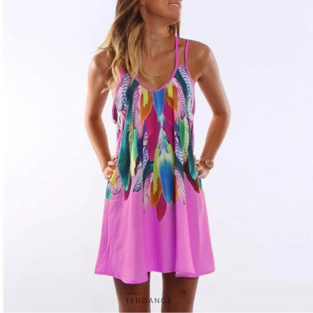 Robe plumes Bohèmes | France-Tendance